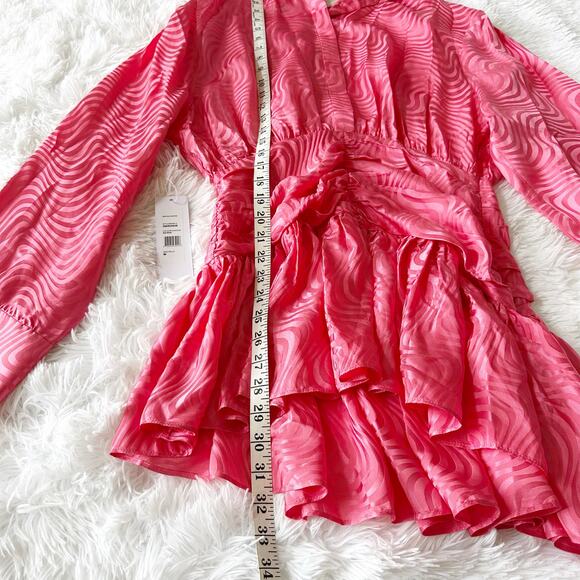 Ronny Kobo Brenda Dress Ria Pink Silk Blend Mini Ruched Waist Size M NWT - Picture 5 of 11